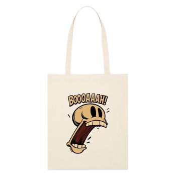 Crâne de dessin animé hurlant avec la bouche ouverte - Tote bag bio Stanley/Stella - écru doux - Devant