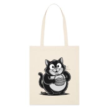Dicke Katze mit Keks Snacks - Stanley/Stella Bio-Stoffbeutel - Natur - Vorne