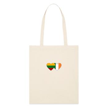 Lithuania Ireland Flag Heart - Stanley/Stella Organic Tote Bag - soft Ecru - Front