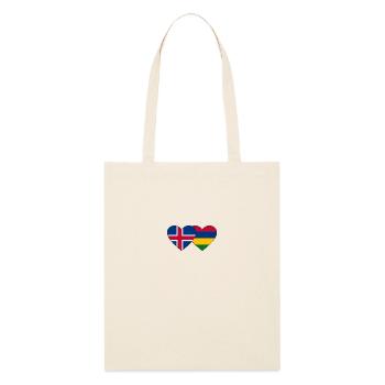 Iceland Mauritius Flag Heart - Stanley/Stella Organic Tote Bag - soft Ecru - Front