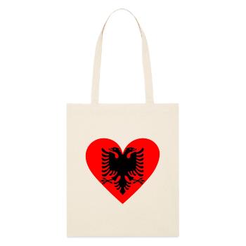 Albania Heart - Stanley/Stella Organic Tote Bag - soft Ecru - Front