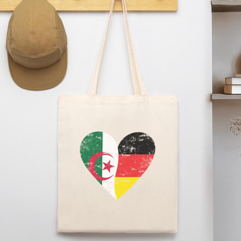 Algeria Germany Flag Heart Stanley/Stella Organic Tote Bag