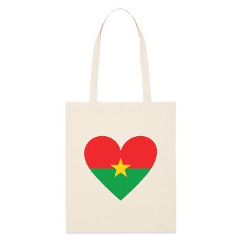 Burkina Faso Heart - Stanley/Stella Organic Tote Bag - soft Ecru - Front