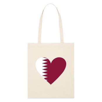 Qatar Heart - Stanley/Stella Organic Tote Bag - soft Ecru - Front