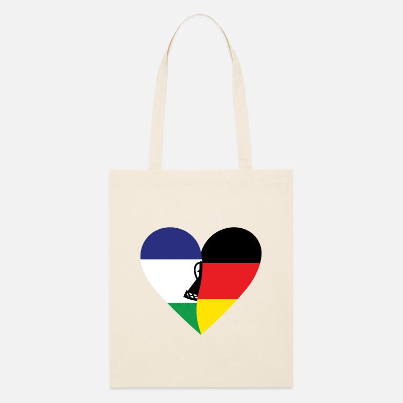 Lesotho Germany Heart - Stanley/Stella Organic Tote Bag - soft Ecru