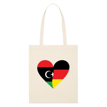 Libya Germany Heart - Stanley/Stella Bio-Stoffbeutel - Natur - Vorne