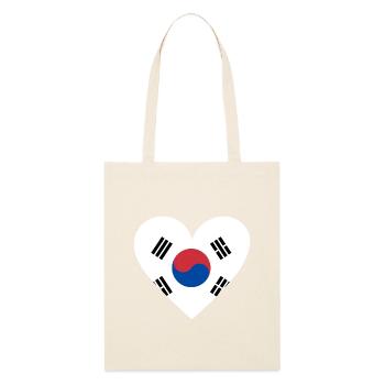 South Korea Heart - Stanley/Stella Bio-Stoffbeutel - Natur - Vorne