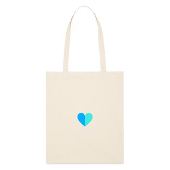 Coeur bicolore bleu-turquoise - Tote bag bio Stanley/Stella - écru doux - Devant
