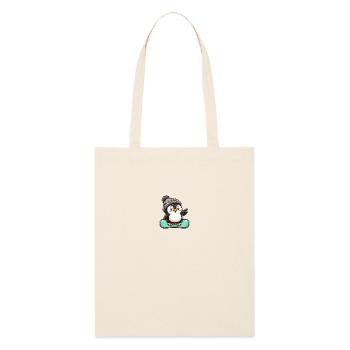 Pinguin Snowboarder Wintersport Design - Stanley/Stella Bio-Stoffbeutel - Natur - Vorne