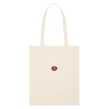 Red lips with teeth - Stanley/Stella Organic Tote Bag - soft Ecru - Front