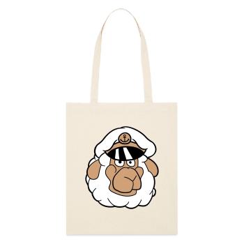Mouton mignon vieux capitaine casquette visage dessin animé - Tote bag bio Stanley/Stella - écru doux - Devant