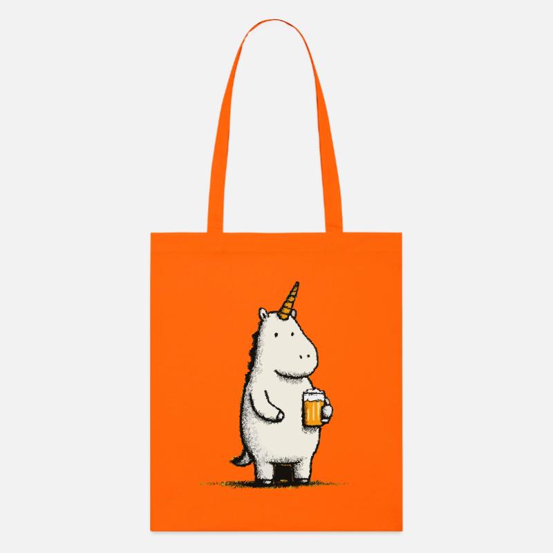 Süßes Einhorn mit Bierglas - Stanley/Stella Bio-Stoffbeutel - Tieforange