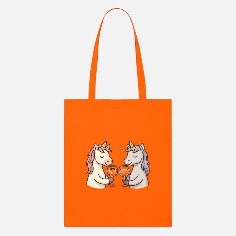 Zwei Einhörner stoßen an - Stanley/Stella Bio-Stoffbeutel - Tieforange