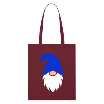 Blue Bearded Gnome Charm - Stanley/Stella Organic Tote Bag - burgundy - Front