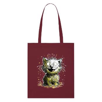 Cat laughs - Stanley/Stella Organic Tote Bag - burgundy - Front