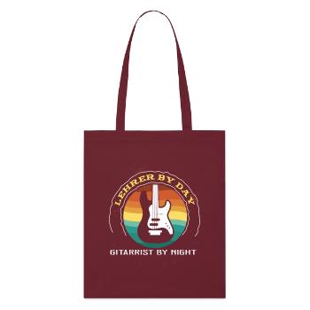 Lehrer le jour Guitariste la nuit - Tote bag bio Stanley/Stella - bordeaux - Devant