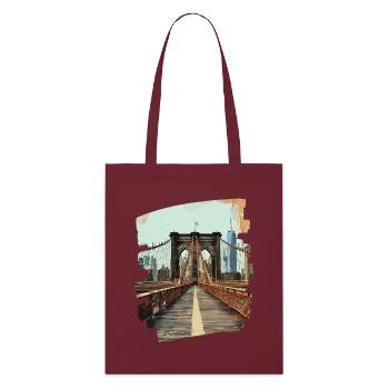 Brooklyn Bridge - Stanley/Stella Bio-Stoffbeutel - Burgunderrot - Vorne