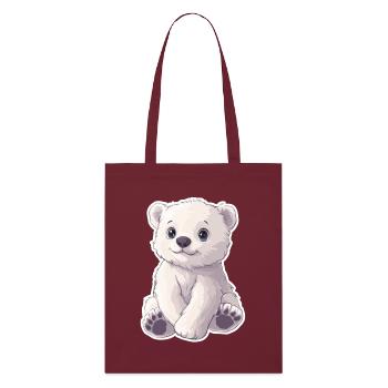 Polar Bear Illustration – Arctic Animal Motif - Stanley/Stella Organic Tote Bag - burgundy - Front