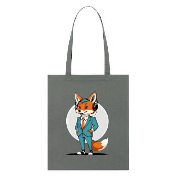 Fuchs im Anzug mit Kopfhörern - Stanley/Stella Bio-Stoffbeutel - Tieforange - Vorne