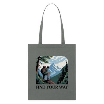 Randonneur en montagne avec des sommets pittoresques - Tote bag bio Stanley/Stella - orange profond - Devant
