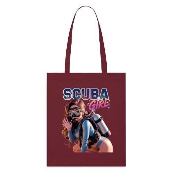 Scuba Girl Taucherin Design - Stanley/Stella Bio-Stoffbeutel - Burgunderrot - Vorne