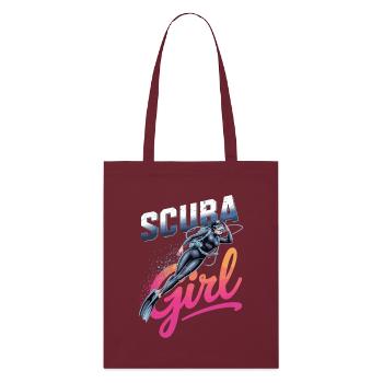 Scuba Girl Taucherin Design - Stanley/Stella Bio-Stoffbeutel - Burgunderrot - Vorne