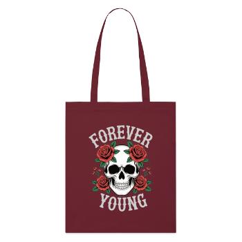 Forever Young Skull Rosen - Stanley/Stella Bio-Stoffbeutel - Burgunderrot - Vorne