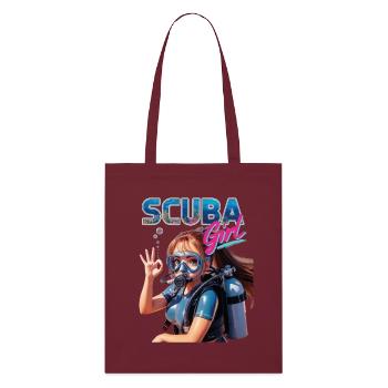 Scuba Girl Taucherin Design - Stanley/Stella Bio-Stoffbeutel - Burgunderrot - Vorne