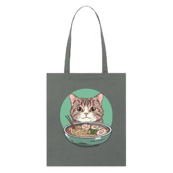 Cat with Ramen: Noodle Purring - Stanley/Stella Organic Tote Bag - bright orange - Front