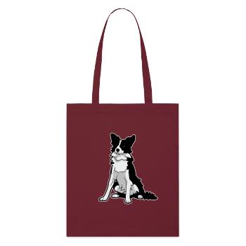 Border Collie Minimalist Line Art Dog Portrait - Stanley/Stella Organic Tote Bag - burgundy - Front