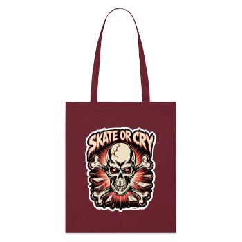 Skate- oder Cry-Skull-Tee-Design - Stanley/Stella Bio-Stoffbeutel - Burgunderrot - Vorne
