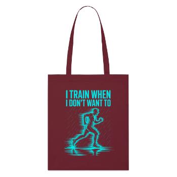Je m’entraîne même quand je n’en ai pas envie – coureur - Tote bag bio Stanley/Stella - bordeaux - Devant