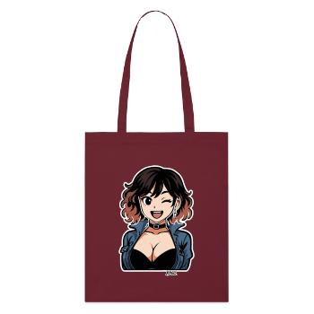 Edgy Anime Denim Diva - Stanley/Stella Bio-Stoffbeutel - Burgunderrot - Vorne