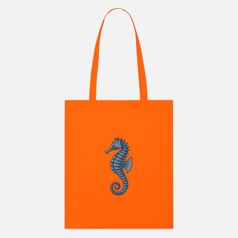 Elegante Marine Seepferdchen Illustration - Stanley/Stella Bio-Stoffbeutel - Tieforange