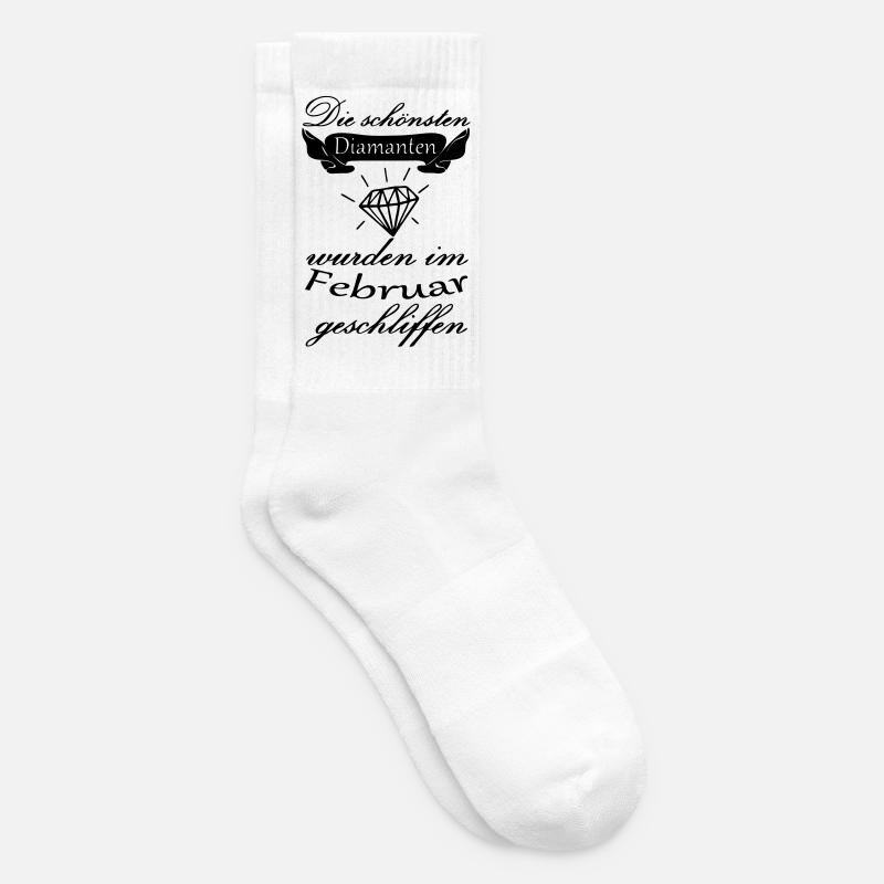 Februar Diamanten Geburtstag Geschenk Spruch - Tennissocken - Weiß