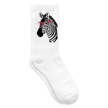Zebra mit Brille - Tennissocken - Weiß - Rechts