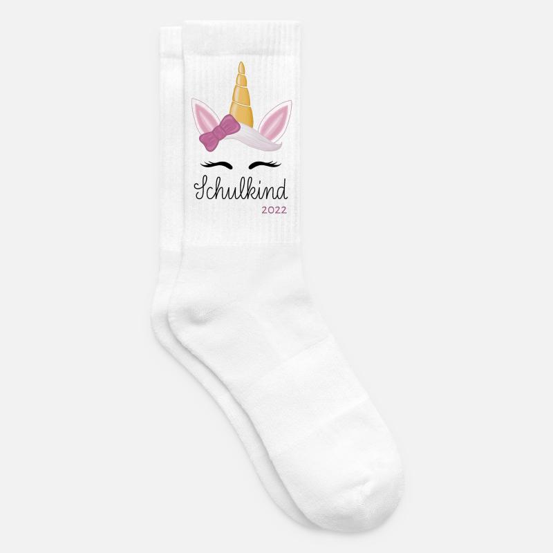 Einhorn Schulkind 2022 - Tennissocken - Weiß