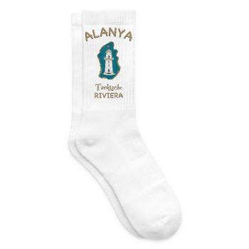 Alanya , Leuchtturm, Türkische Riviera - Tennissocken - Weiß - Rechts