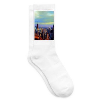 Horizon de la ville de New York - Chaussettes de tennis - blanc - Droite