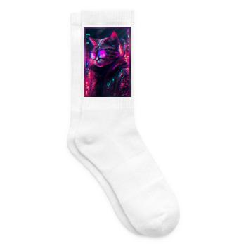 Techno Cat Japon Neon City Art - Chaussettes de tennis - blanc - Droite