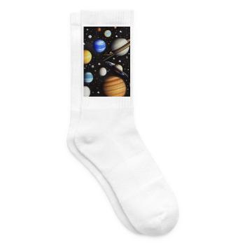 Space and planets - Tennis socks - white - Right