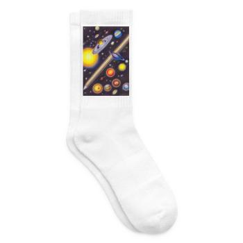 Space and planets - Tennis socks - white - Right