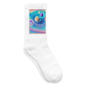 Space and planets - Tennis socks - white - Right