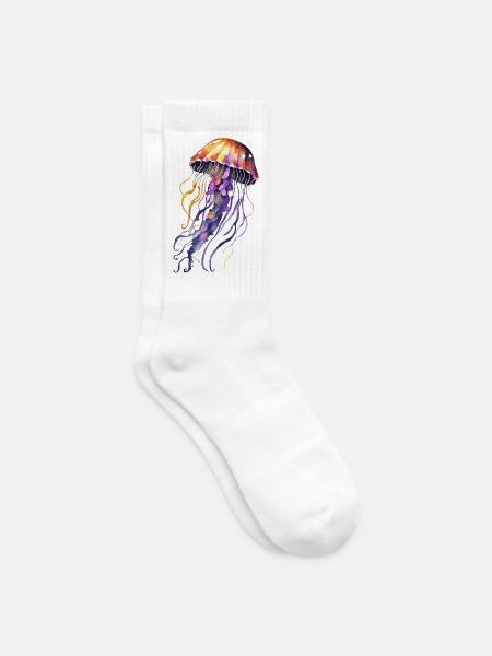 Qualle Aquarell - Tennissocken - Weiß