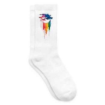 Dezentes und cooles Regenbogen-Design mit tropfender Pride-Flagge - Tennissocken - Weiß - Rechts