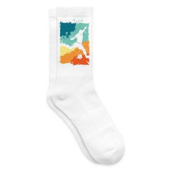 Joueur de football couleur explosion shot rétro vintage - Chaussettes de tennis - blanc - Droite