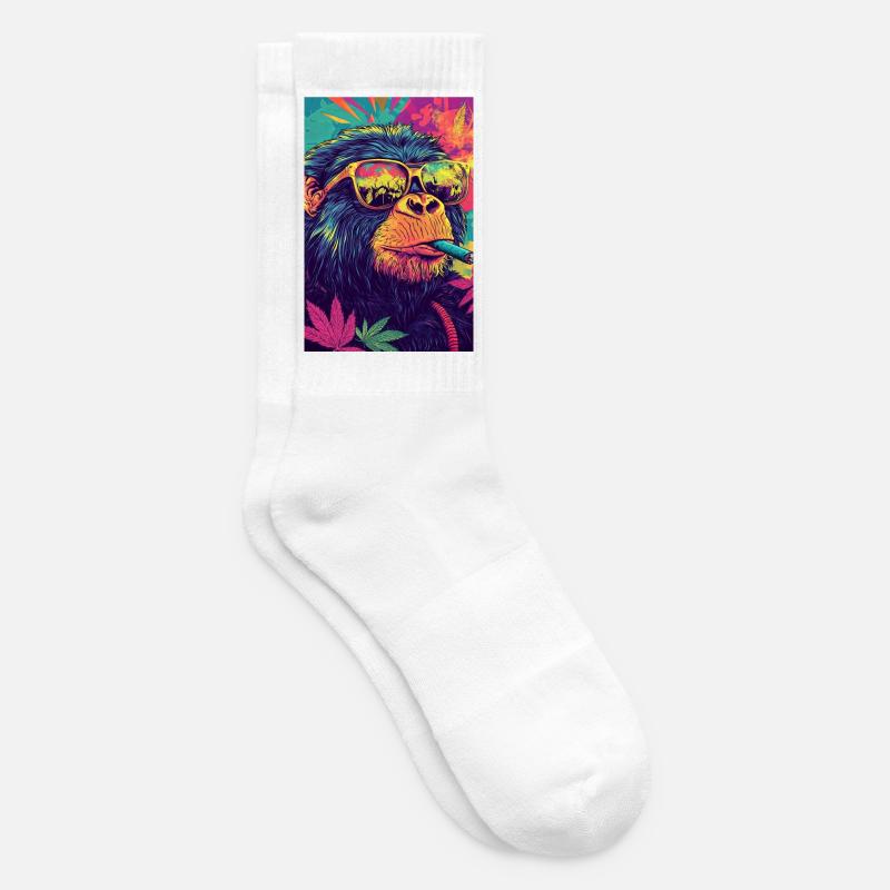 Psychedelischer Affe mit Sonnenbrille - Tennissocken - Weiß