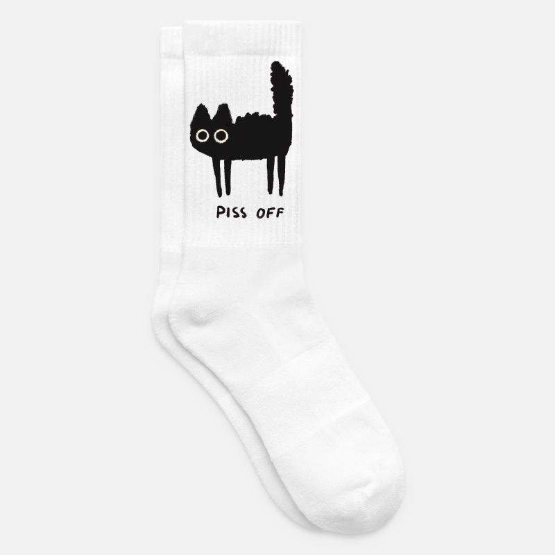 Grumpy Kitty Vibes - Laissez-moi tranquille - Chaussettes de tennis - blanc