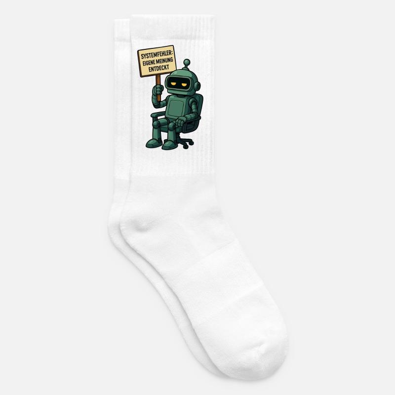 Systemfehler entdeckt – Denk selbst! Roboter - Tennissocken - Weiß