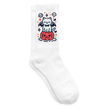 Chat citrouille - Chaussettes de tennis - blanc - Droite